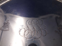 Beaded by Ei English Sterling Silver Round Salver Tray with Coat of Arms (#5998)