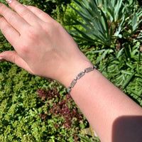 10k White Gold Art Deco Diamond Filigree Bracelet w/ Paste Stones 7.25" (#J6882)