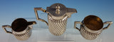 Austrian .800 Silver Tea Set / Demitasse Set 3pc Swirled Twist Design (#2828)
