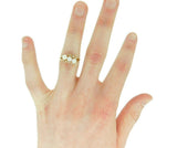 14k Cultured Saltwater Pearls and Diamond Ring (#J4930)