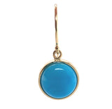 14k Gold 7.18 Carat TW Ithaca Peak Blue Genuine Turquoise Drop Earrings (#J7139)