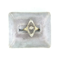14k White/Yellow Gold Hand Engraved Filigree Genuine Natural Diamond Ring #J5350