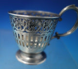 Webster Sterling Silver Demitasse Cup Pierced Engraved Flowers w/ Liner (#6310)