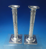 Beaded by Bigelow Kennard Sterling Silver Candlestick Pair #10 BC w/Wreath #6362