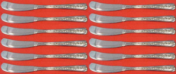 Rambler Rose by Towle Sterling Silver Butter Spreader flat handle Set 12 pcs