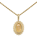 14k Yellow Gold 2.83 Carat Australian Genuine Opal Pendant w/ Emeralds (#J7450)