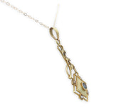 10k Yellow Gold Victorian Enameled Lavaliere Pendant with 14k Gold Chain #J7099