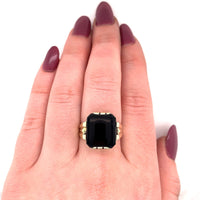 14k Yellow Gold Men's Genuine Natural Black Onyx Ring Jewelry (#J5687)