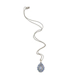 14k White Gold 2.34 Carat Blue Flash Moonstone and Cylon Sapphire Pendant #J7387