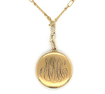 14k Yellow Gold Antique Locket on 18k Yellow Gold Handmade Chain (#J6278)