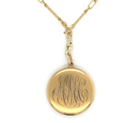 14k Yellow Gold Antique Locket on 18k Yellow Gold Handmade Chain (#J6278)