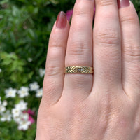 14k Yellow Gold Wedding Band Ring with Three Genuine Natural Diamonds (#J7288)