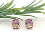 14k Yellow Gold Genuine Natural Ametrine Cushion Cut Stud Earrings (#J7291)