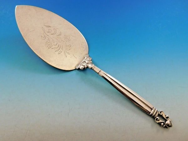 Acorn by Georg Jensen Sterling Silver Pie Server Large Flowers 10 1/2"