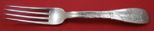 Lap Over Edge Acid Etched By Tiffany Sterling Dinner Fork w/ Violets 8"