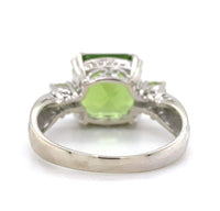 10k White Gold 4.58ct Asscher Cut Genuine Natural Peridot Ring Jewelry (#J5773)