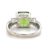 10k White Gold 4.58ct Asscher Cut Genuine Natural Peridot Ring Jewelry (#J5773)