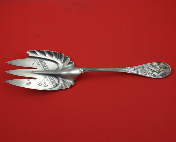 Japanese by Tiffany and Co Sterling Silver Fish Serving Fork Bright-Cut Turtle