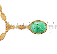 14k Yellow Gold Art Deco Filigree Jadeite Jade Necklace w/ GIA Report (#J5664)