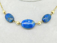 Art Deco Genuine Natural Sodalite Necklace with 9k Gold Paperclip Chain (#J5033)