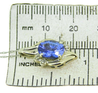 High Quality 14k Gold 2.15ct Genuine Natural Tanzanite Pendant w/Diamonds #J1709