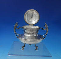 B and Shield English Sterling Silver Inkwell w/Deco Style Insect Handles (#5423)