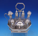 English Georgian Sterling Silver Cruet Set 7pc w/ Stand Pierced Footed (#6997)