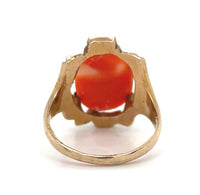 10k Yellow Gold Victorian Genuine Natural Coral Cameo Ring Size 6.5 (#J6299)