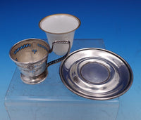 Webster Sterling Silver Demitasse Cup w/Rosette Pierced w/Liner Saucer (#6313)