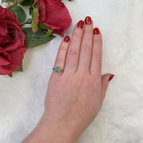 18k White Gold Filigree Art Deco .39ct Genuine Natural Emerald Ring (#J7199)