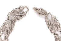 10k White and Yellow Gold Art Deco Filigree Bracelet 6.75" Jewelry (#J6740)