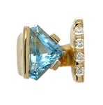 14k Yellow Gold Heavy Modern Genuine Natural Aquamarine Diamond Ring (#J7307)