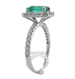14k White Gold 1 Carat Genuine Natural Emerald Ring with Diamond Halo (#J7370)