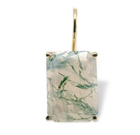 14k Yellow Gold 15.14 Carat TW Moss Genuine Natural Agate Drop Earrings (#J7128)