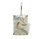 14k Yellow Gold 15.14 Carat TW Moss Genuine Natural Agate Drop Earrings (#J7128)