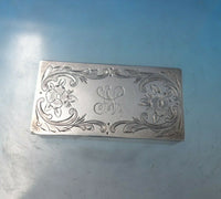 Lutz Sterling Silver Stamp Box Handmade Bright-Cut Flowers c.1910 (#5588)