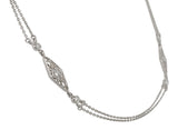 950 Platinum Double Chain Necklace w/ Genuine Diamond Filigree Links 18" #J7394
