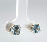 14k White Gold 1.62cttw Round Genuine Natural Aquamarine Stud Earrings (#J6376)