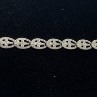 14k White Gold Genuine Natural Rock Crystal Quartz Necklace Cast Links (#J5936)