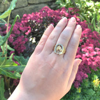 14k Yellow Gold Men's Genuine Natural Diamond Ring Horse and Horseshoe (#J6218)