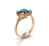 10k Rose Gold 3 Stone Genuine Natural Turquoise Ring Size 5.5 Jewelry (#J6359)