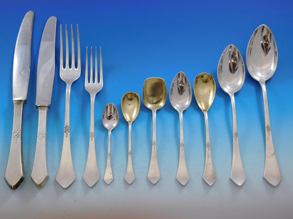 Art Deco by Josef Carl Klinkosch Vienna Austria 800 Silver Flatware Set Service
