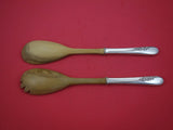 Blossom Time by International Sterling Silver Salad Serving Set w/ wood 11"