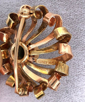 14k Retro Blue Genuine Natural Zircon Pin Rose and Yellow Gold (#J5474)