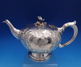 Elkington English Victorian Sterling Silver Tea Pot 3-D Finial Chased (#8437)