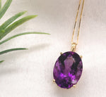 14k Yellow Gold 15.38 Carat Oval Cut Genuine Natural Amethyst Pendant (#J7191)