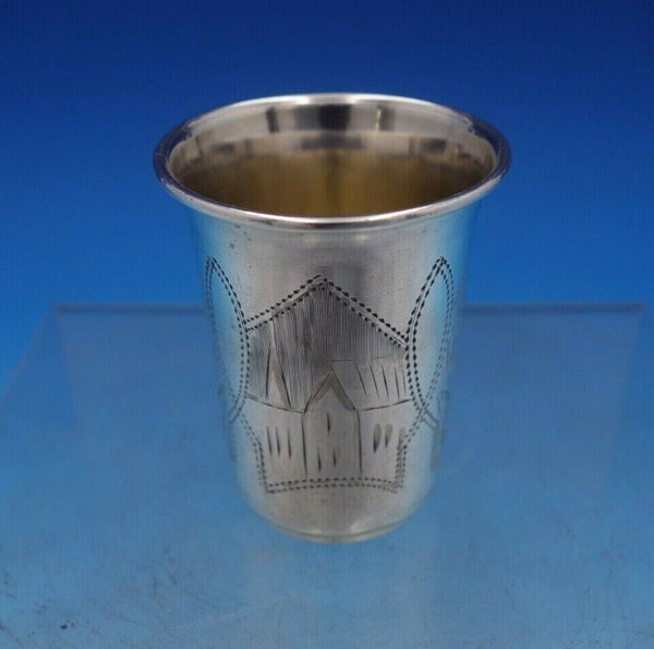 Russian Sterling Silver Cup for Vodka Gold Washed Interior Engraved (#6539)