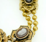Genuine Natural Stone Cameo Victorian XL Gold Slide Bracelet (#J4362)