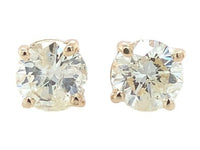 14k Yellow Gold Pair of Genuine Diamond Stud Earrings 1.5 Carats Total (#J6733)