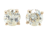 14k Yellow Gold Pair of Genuine Diamond Stud Earrings 1.5 Carats Total (#J6733)